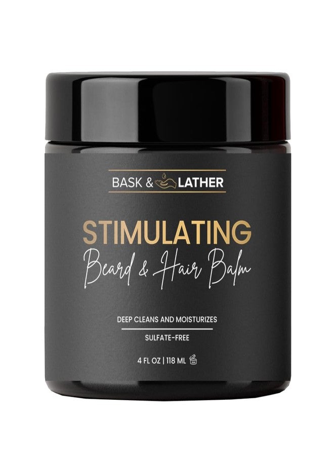 BASK & LATHER Stimulating Hair & Beard Balm, Leave-in Conditioner With Essential Oils, Mango & Shea Butter, Supports Itchy or Dry Scalp for All Types, Strengthens & Shines Beards, 4 fl oz - Image 1